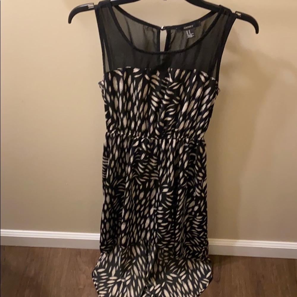 High-low black and nude dress